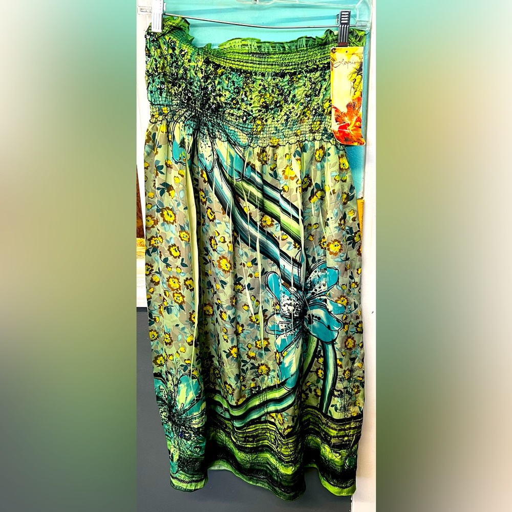 Women’s strapless lapis, one size dress, multicolor, brand new